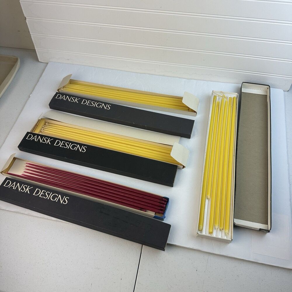 Dansk Designs Tiny Taper Candles Lot of 30 Vintage 1/4”x16” #1861 Red Yellow